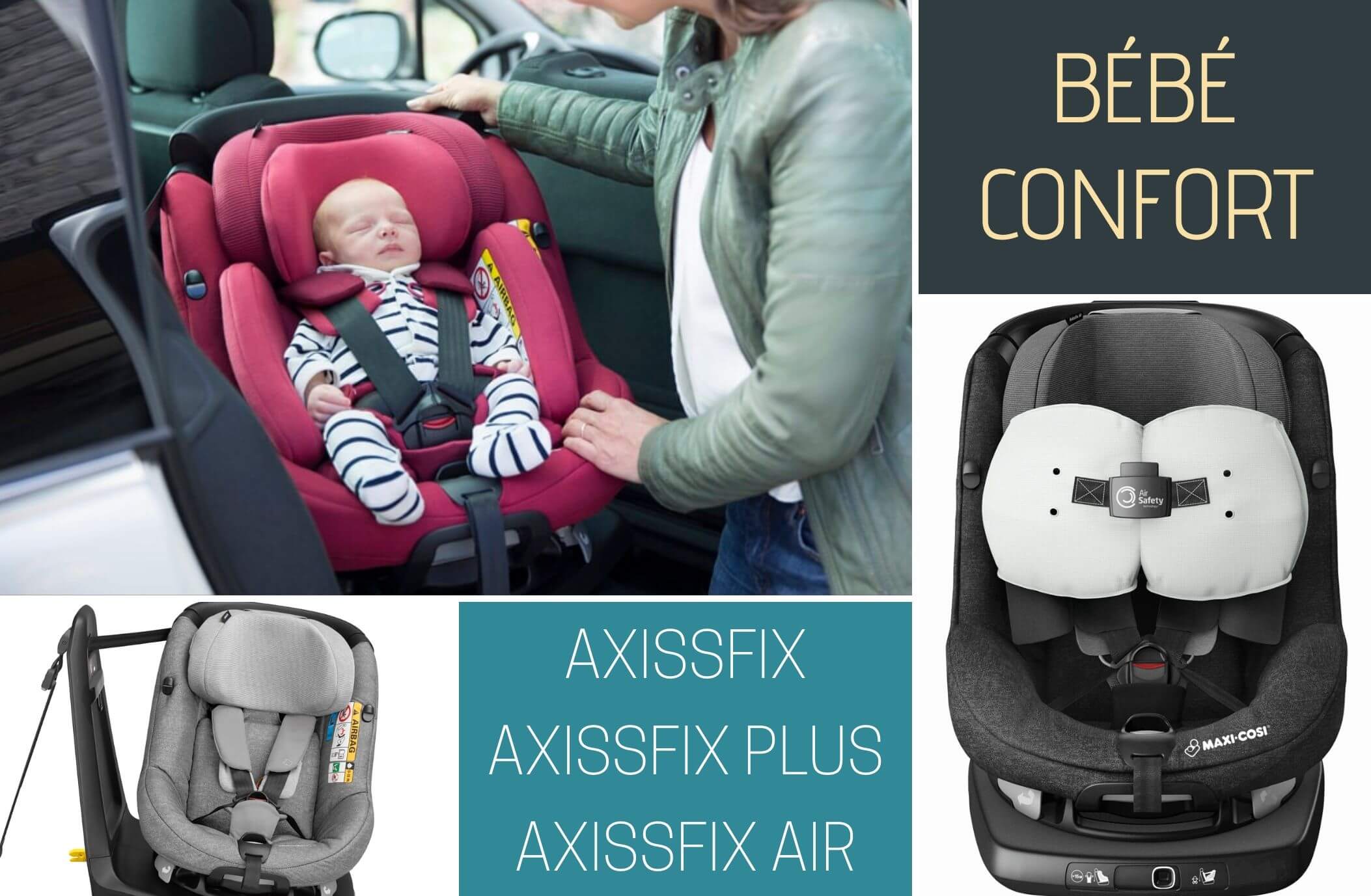 BEBE CONFORT Siège auto AxissFix Air, Group 0+/1, Isofix, Pivotant, i-Size,  Air bags intégrés, de 4 mois à 4 ans , Nomad Black